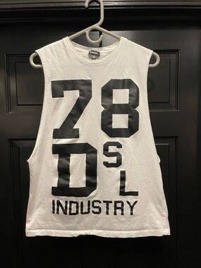 Diesel White Tee with Black Logo Tag